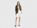 Linen Blend Blazer - Forest Green