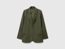 Linen Blend Blazer - Forest Green