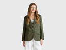 Linen Blend Blazer - Forest Green