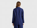 Linen Blend Blazer - Navy