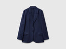 Linen Blend Blazer - Navy