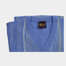 Pattern V Neck Jumper - Sapphire