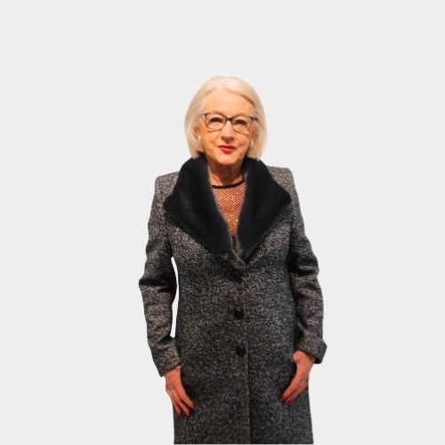 Herringbone Fur Collar Coat - Blue