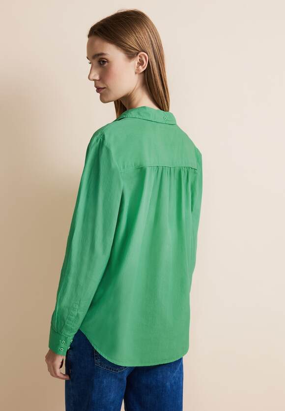 Striped Shirt Collar Blouse - Fresh Spring Green