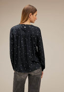 One Frill Tunic Blouse - Black