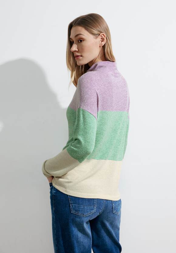Cosy Colour Block Hoodie - Celery Green Melange