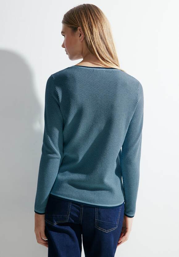 Two Tone Structured Jumper - Stillwater Blue