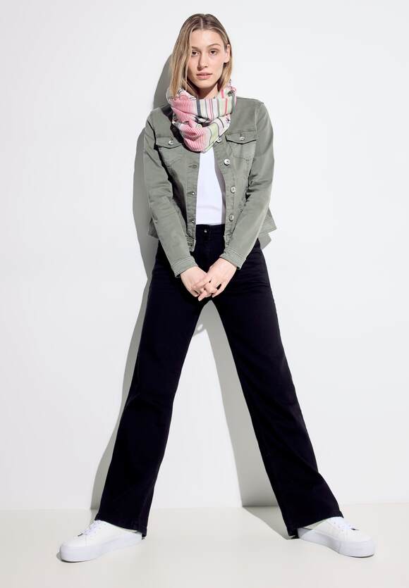 Woven Stripe Loop Scarf - Vanilla White