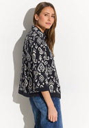 Printed Short Blouse - Black
