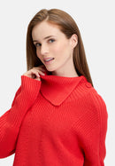 Chunky Polo Neck Jumper - Poppy Red