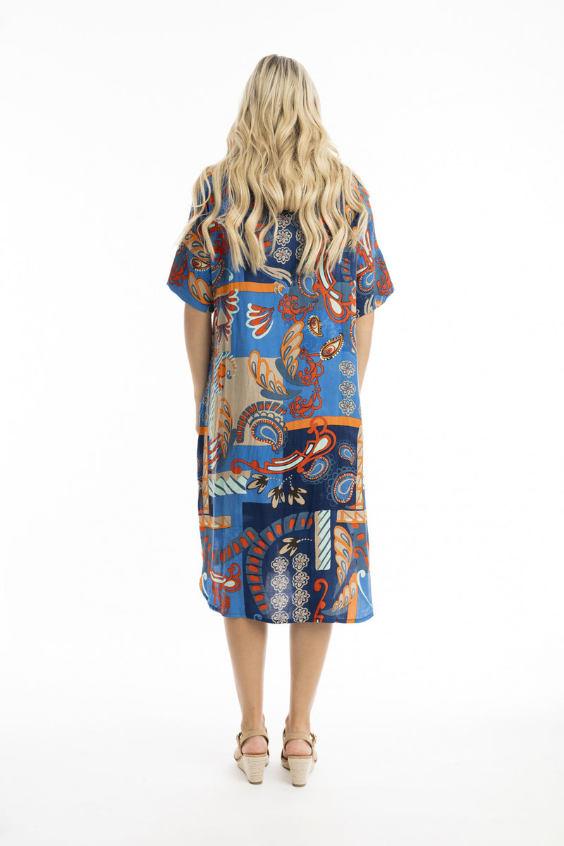 Button through dress - Multi Tropical