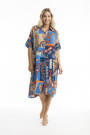 Button through dress - Multi Tropical
