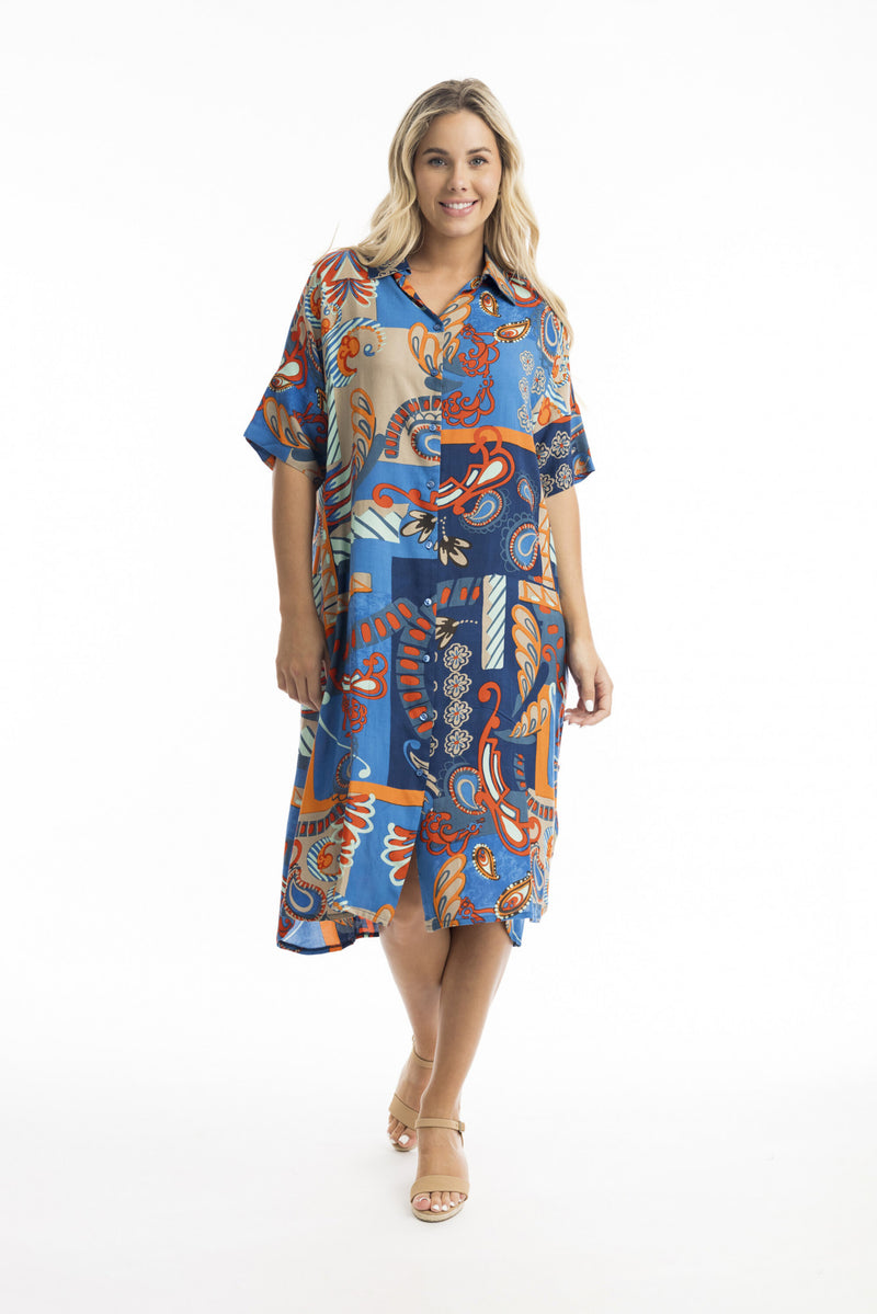 Button through dress - Multi Tropical