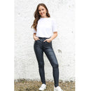 Edwina Leather Look Jean - Navy