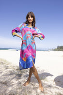 Celeste Shirt Dress - Blue/pink