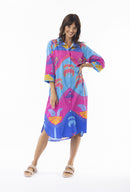 Celeste Shirt Dress - Blue/pink