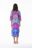 Celeste Shirt Dress - Blue/pink