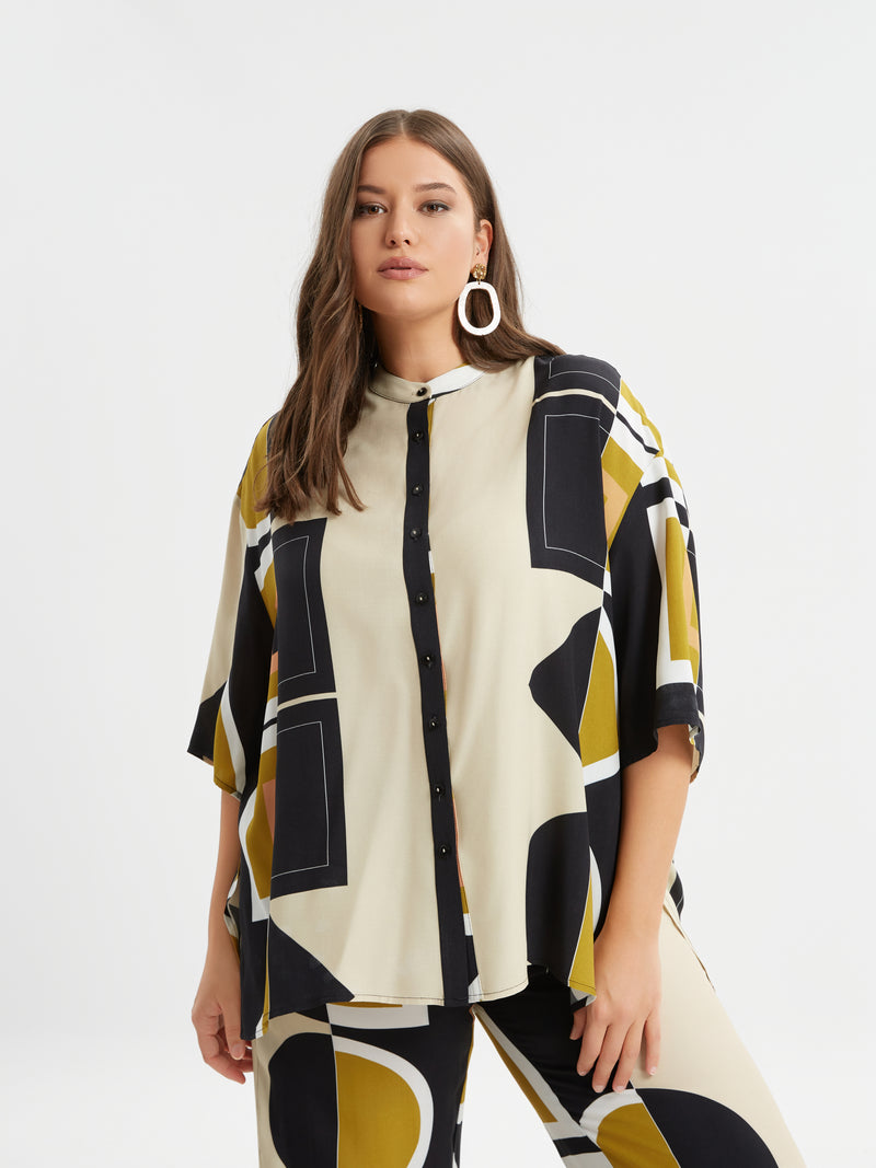 PRINT SHIRT - Beige Multi