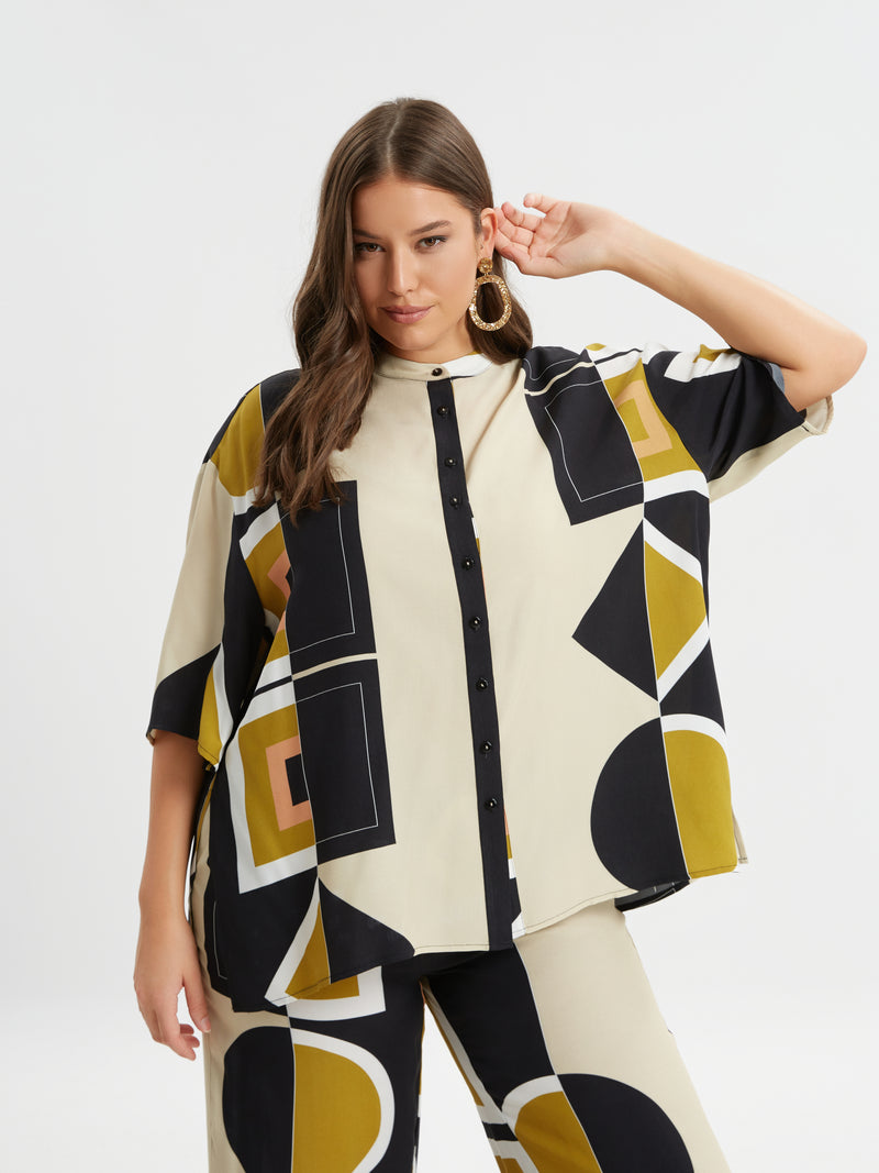 PRINT SHIRT - Beige Multi