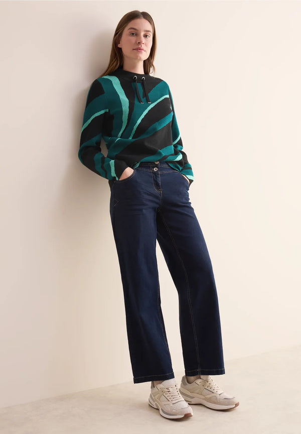 Jacquard Turtle Neck Jumper - Black