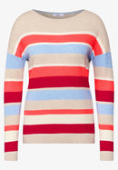 Structure Stripe Boat Neck Jumper - Desert Beige Melange