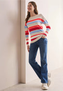 Structure Stripe Boat Neck Jumper - Desert Beige Melange