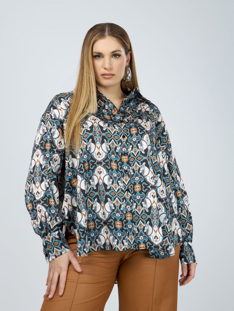 PRINT SHIRT - Petrol