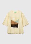 Oversized Front Print T-Shirt - Lemon