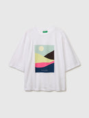Oversized Front Print T-Shirt - White