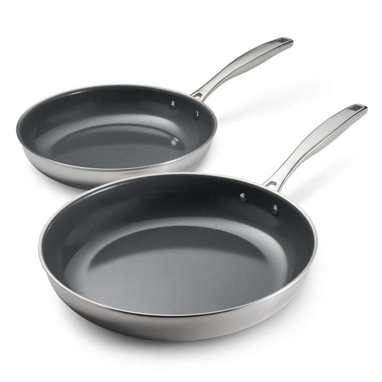 Three-Ply Stainless Steel Ceramic Frying Pan Set - 26 & 30cm