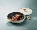 Enamelled Cast Iron Shallow Casserole 30CM - White