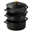 4 Piece Enamelled Cast Iron Nesting Cookware Set 26cm - Black