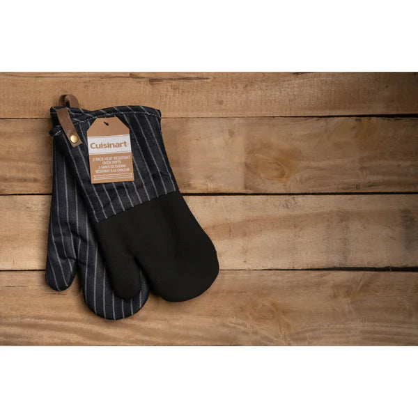 Neoprene Oven Mitt 2 Pack - Denim Pin Stripe