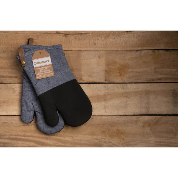 Neoprene Oven Mitt 2 Pack - Herringbone Blue