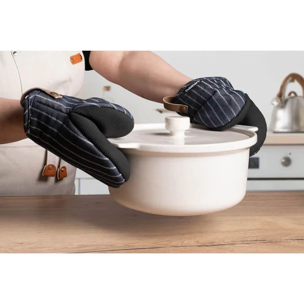 Neoprene Mini Oven Mitt 2 Pack - Denim Pin Stripe