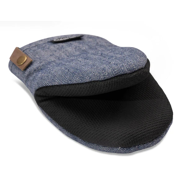 Neoprene Mini Oven Mitt 2 Pack - Herringbone Blue