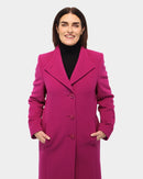 Round Neck Coat - Magenta