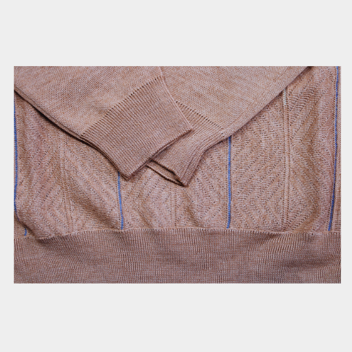 Patterned V-Neck Jumper - Peach