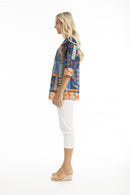 PLEAT TOP - Blue/orange