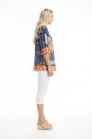 PLEAT TOP - Blue/orange