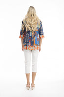 PLEAT TOP - Blue/orange