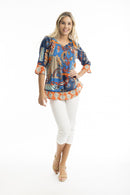 PLEAT TOP - Blue/orange