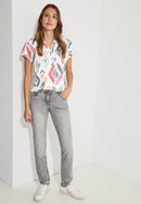 Multi Rhombus Burn Out Shirt - Vanilla White