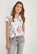 Multi Rhombus Burn Out Shirt - Vanilla White