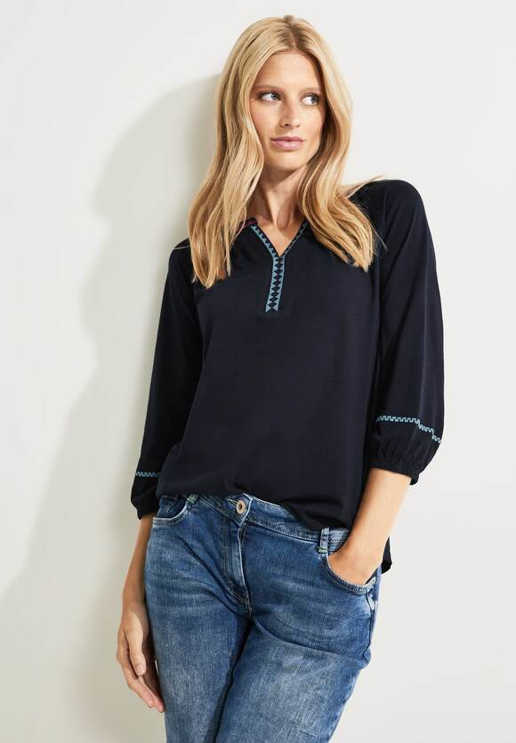 Solid Embroidered Shirt - Night Sky Blue