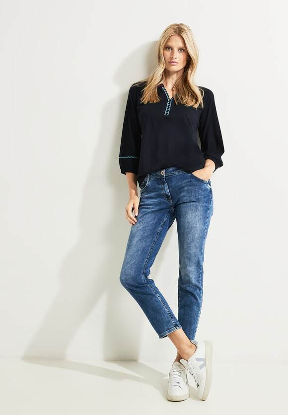 Solid Embroidered Shirt - Night Sky Blue