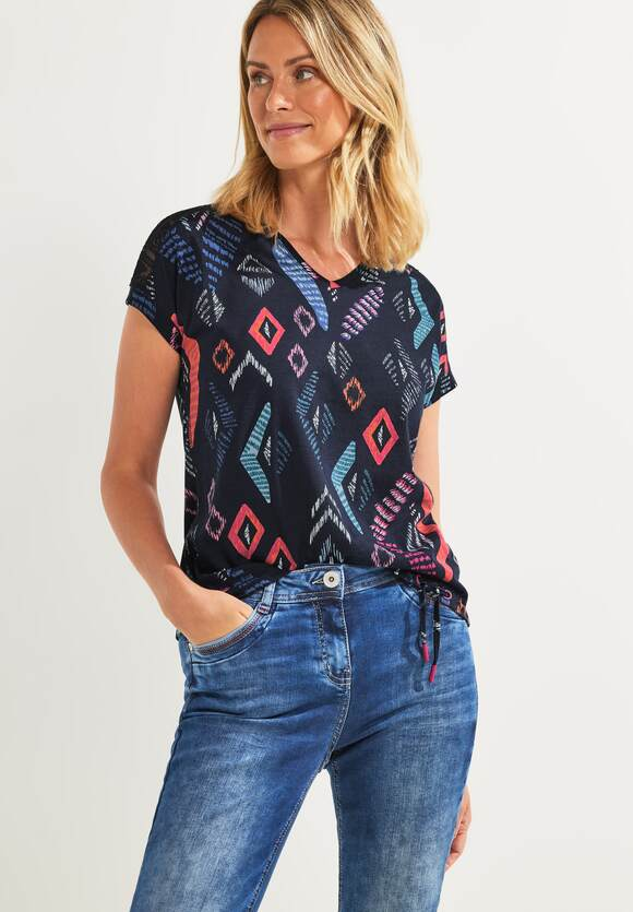 All Over Print Lace Mix Shirt - Night Sky Blue