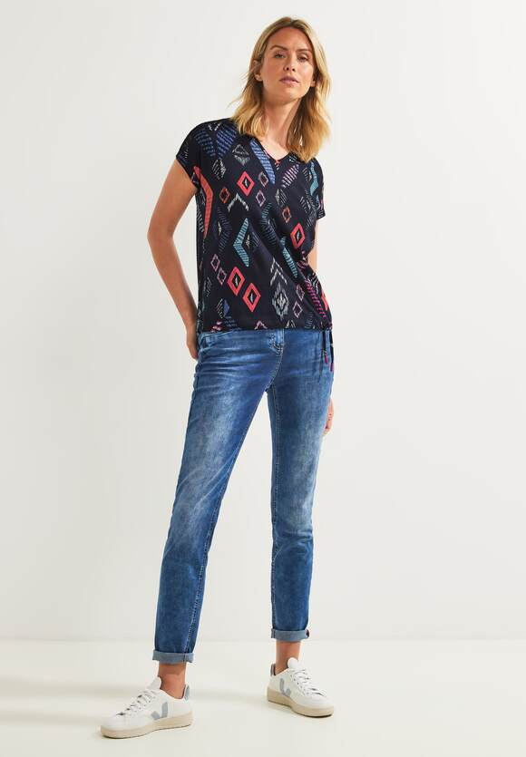 All Over Print Lace Mix Shirt - Night Sky Blue