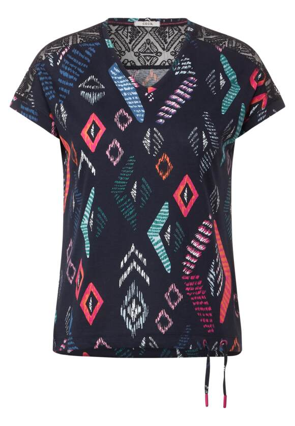 All Over Print Lace Mix Shirt - Night Sky Blue