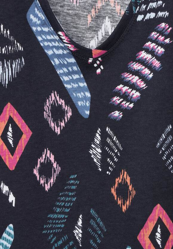 All Over Print Lace Mix Shirt - Night Sky Blue